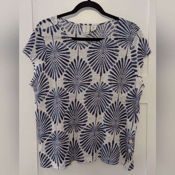 Joie 100% Linen Tropical Print Short Sleeve Top - Picture 8 of 9
